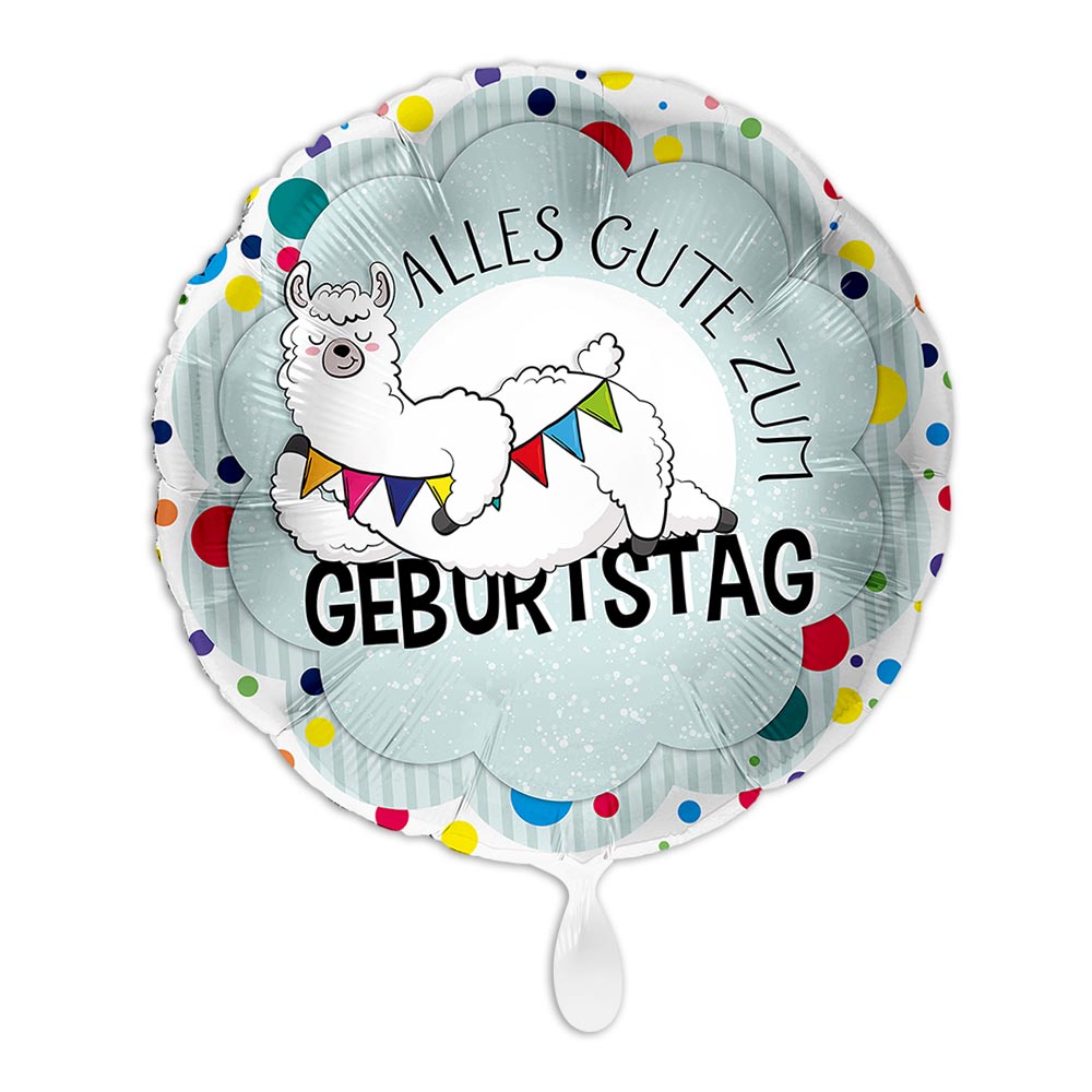 "Geburtstag", Lama, Heliumballon Rund Ø 34 cm von Luftballon-Markt GmbH
