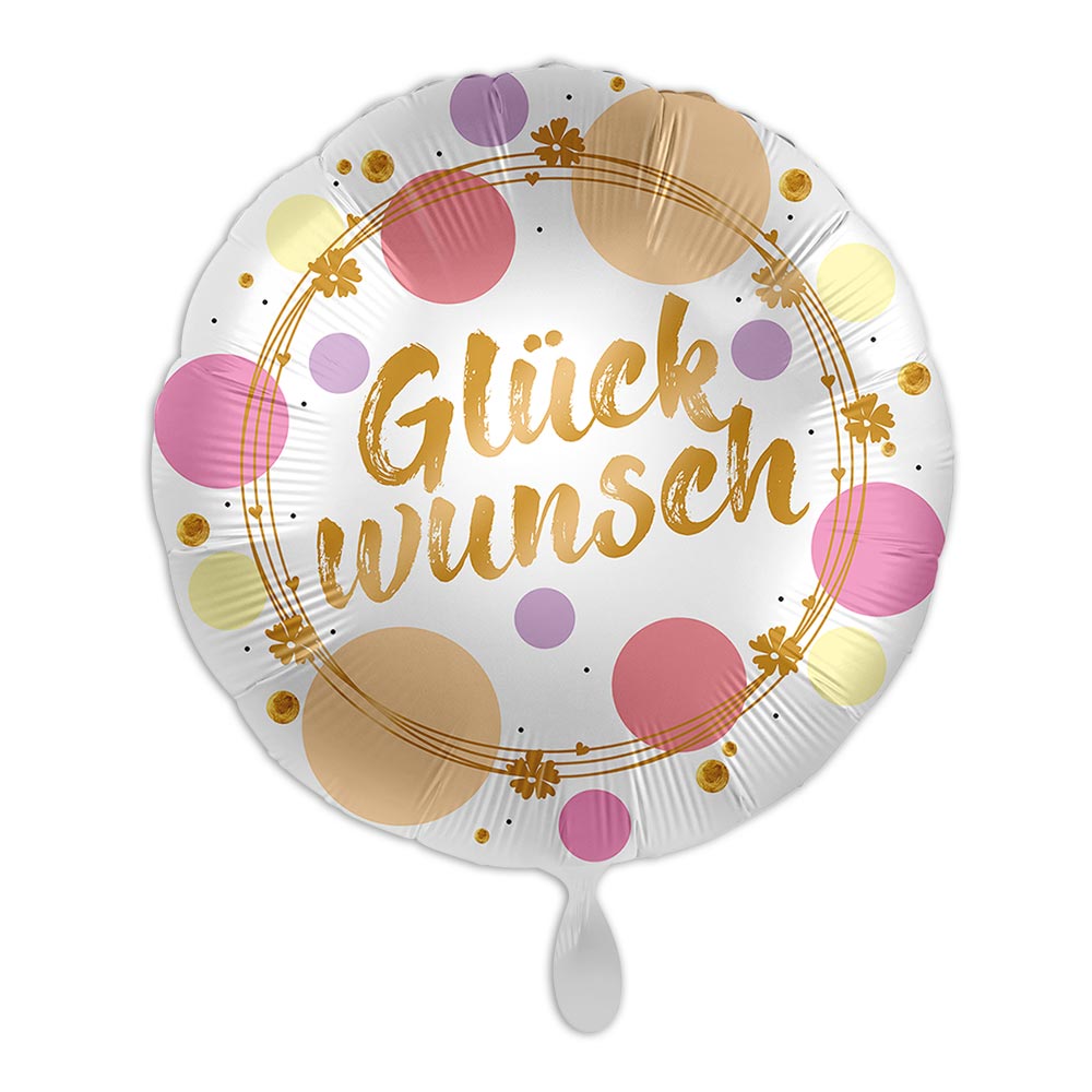 Glückwunsch", Motiv Shiny Dots, Heliumballon rund Ø 34 cm von Luftballon-Markt GmbH
