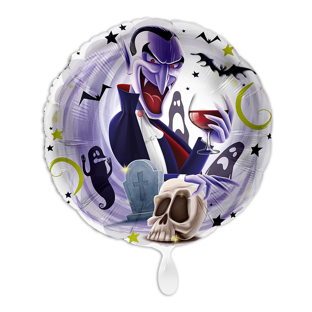 Halloween, Motiv Drakula, Heliumballon rund Ø 34 cm von Luftballon-Markt GmbH