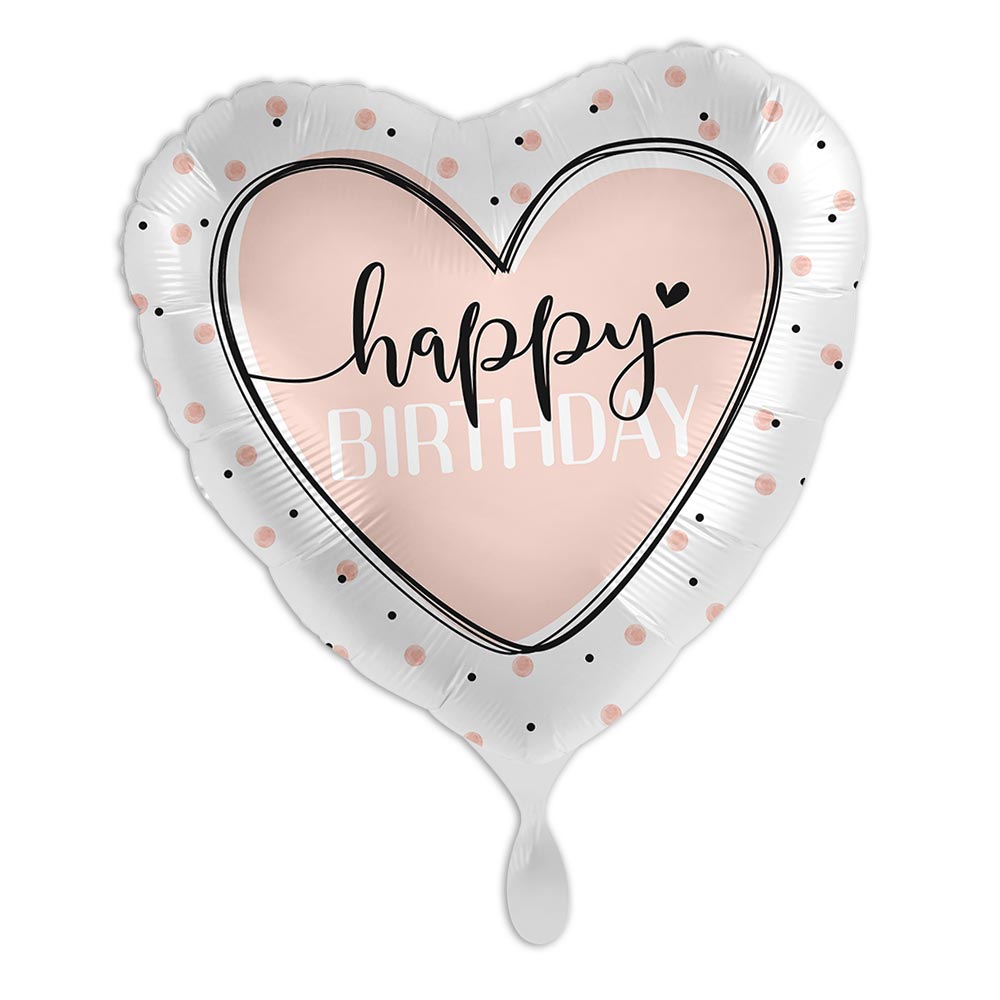 "Happy Birthday", Motiv Glossy Heart, Herzförmiger Heliumballon von Luftballon-Markt GmbH