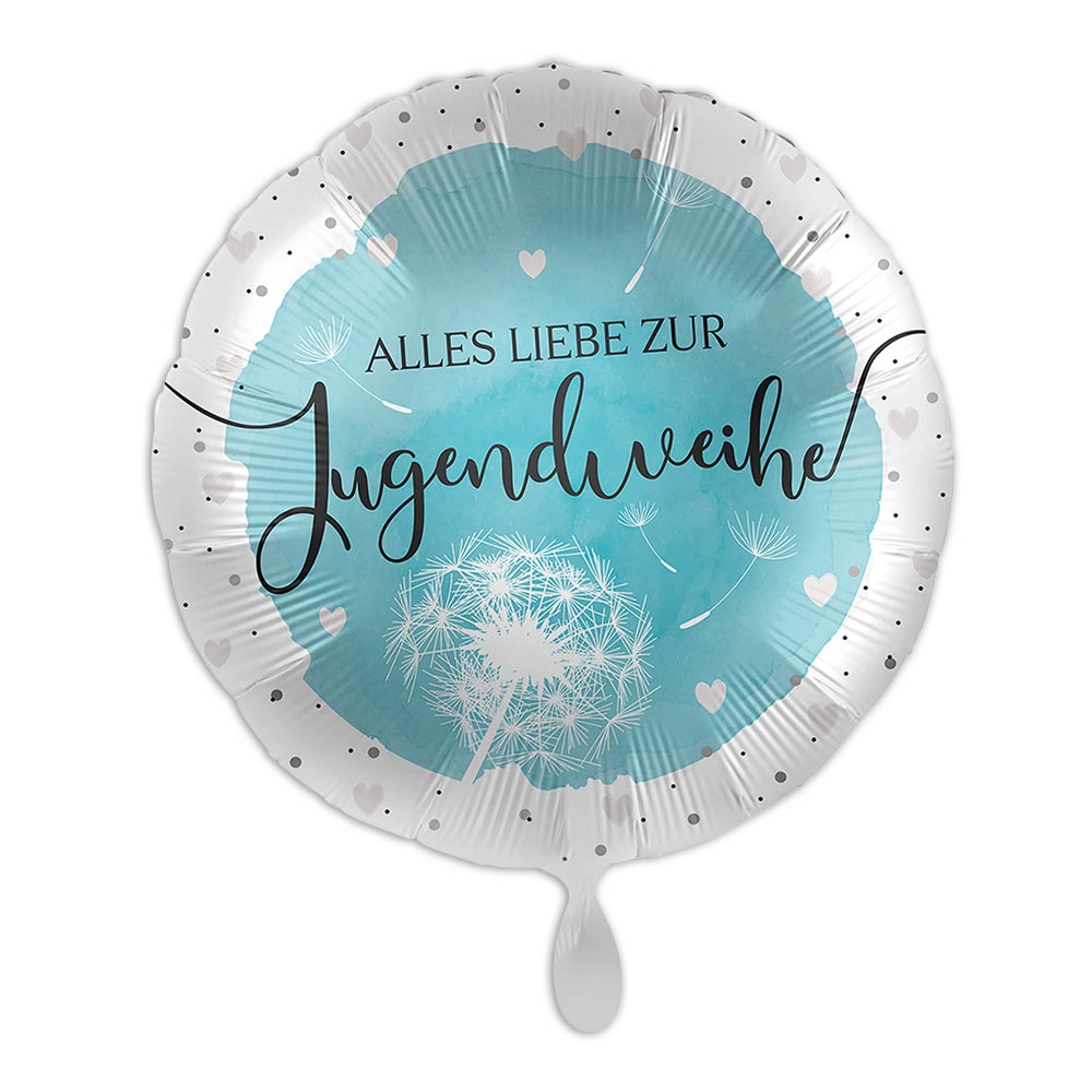"Jugenweihe", Motiv Pusteblume, Folienballon rund Ø 34 cm von Luftballon-Markt GmbH