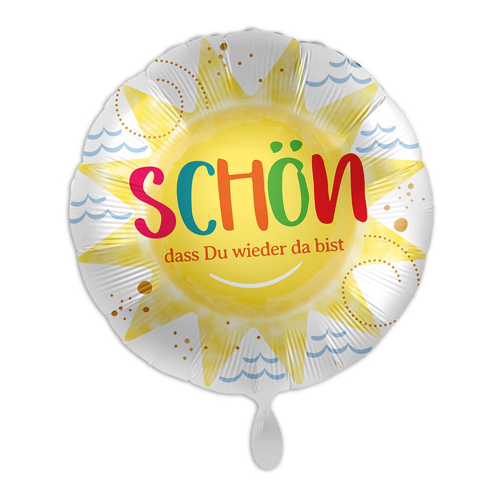 "Schön dass du wieder da bist", Folienballon rund Ø 34 cm von Luftballon-Markt GmbH