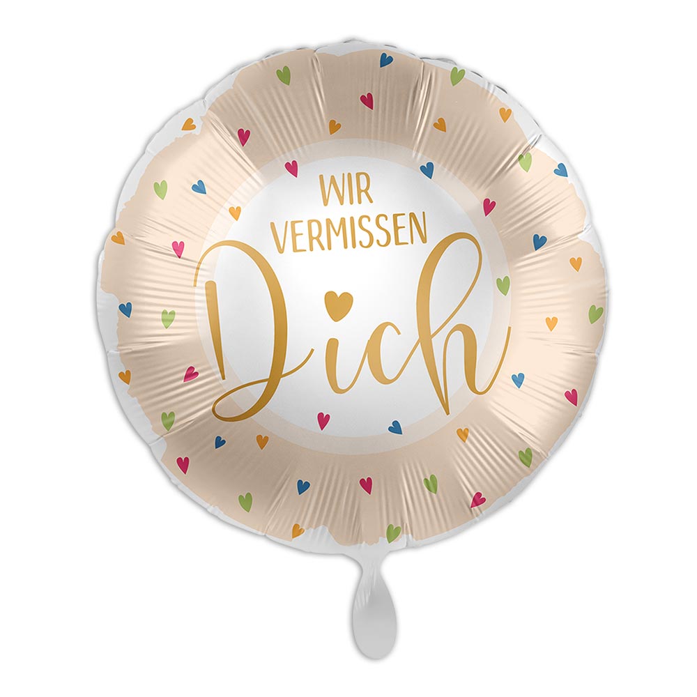 "Wir vermissen Dich", Heliumballon rund Ø 34 cm von Luftballon-Markt GmbH