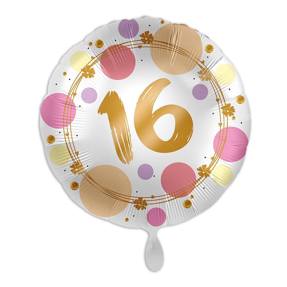 Zum 16. Geburtstag, Rosa, Heliumballon rund Ø 34 cm von Luftballon-Markt GmbH