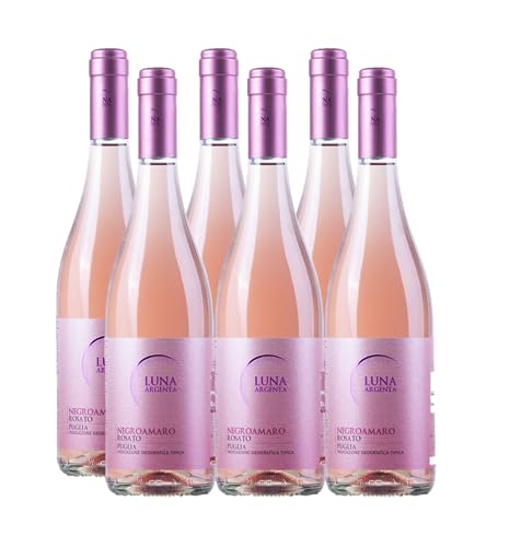 Luna Argenta Negroamaro Rosato Puglia IGT - fruchtiger Roséwein aus Apulien (6 x 0,75l) von Luna Argenta