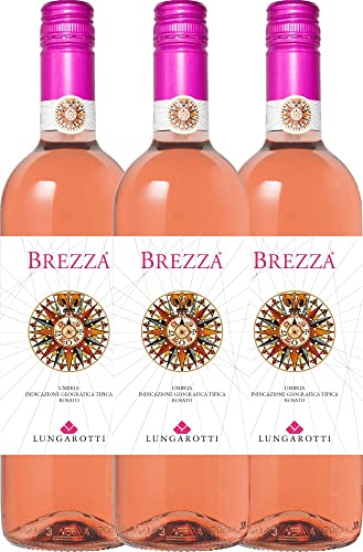 VINELLO 3er Weinpaket Rosé - Brezza Rosa 2022 - Lungarotti mit einem VINELLO.weinausgießer | trockener Roséwein | italienischer Sommerwein aus Umbrien | 3 x 0,75 Liter… von Lungarotti
