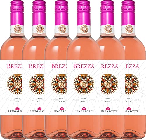 VINELLO 6er Weinpaket Rosé - Brezza Rosa 2022 - Lungarotti mit einem VINELLO.weinausgießer | 6 x 0,75 Liter von Lungarotti
