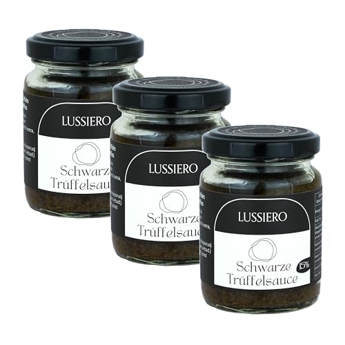 3er Pack Lussiero Premium Trüffel Sauce mit 15% echtem Schwarzem Sommertrüffel Salsa Tartufata Royal Tapenade 80g von Lussiero