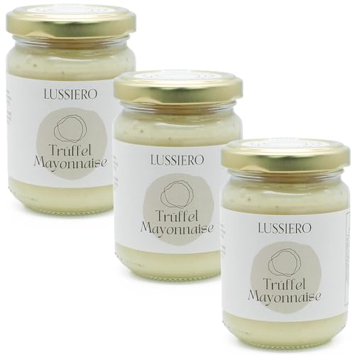 3er Pack Lussiero Premium Trüffelmayonnaise mit echtem schwarzen Trüffel Gourmet Trüffelmayonnaise ideal für Pommes, Burger, Sandwiches und Feinschmecker, Glutenfrei, 120g 3er Pack Lussiero Premium Trüffelmayonnaise mit echtem schwarzen Trüffel Gourmet Trüffelmayonnaise ideal für Pommes, Burger, Sandwiches und Feinschmecker, Glutenfrei, 120g von Lussiero