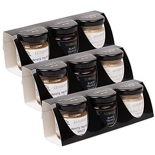 3er Pack Lussiero Trüffel Geschenkset - Weisse Bianchetto Trüffelsauce, Schwarze Sommertrüffel Sauce und Royale Weisse Trüffel-Sauce 3er Pack Lussiero Trüffel Geschenkset - Weisse Bianchetto Trüffelsauce, Schwarze Sommertrüffel Sauce und Royale Weisse Trüffel-Sauce von Lussiero