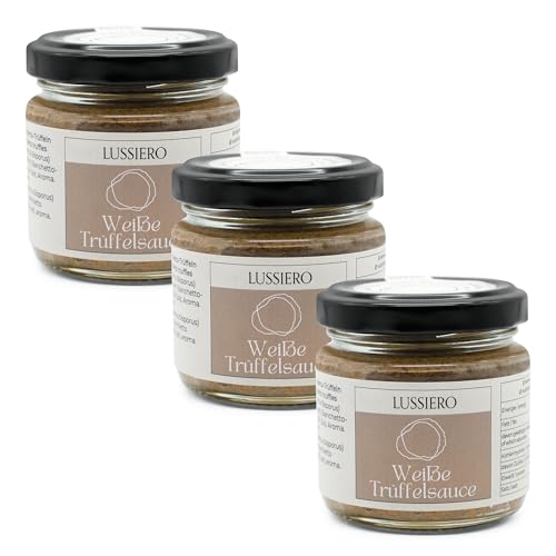 3er Pack Lussiero Weisse Bianchetto Trüffel Sauce Salsa mit echtem Bianchetto Trüffel Tuber Borchii 80g von Lussiero