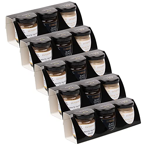 5er Pack Lussiero Trüffel Geschenkset - Weisse Bianchetto Trüffelsauce, Schwarze Sommertrüffel Sauce und Royale Weisse Trüffel-Sauce 5er Pack Lussiero Trüffel Geschenkset - Weisse Bianchetto Trüffelsauce, Schwarze Sommertrüffel Sauce und Royale Weisse Trüffel-Sauce von Lussiero