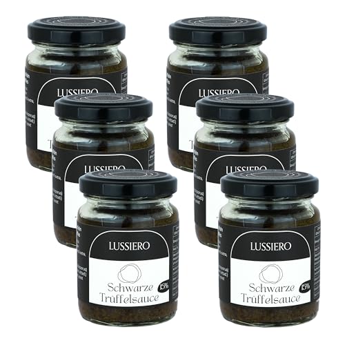 6er Pack Lussiero Premium Trüffel Sauce mit 15% echtem Schwarzem Sommertrüffel Salsa Tartufata Royal Tapenade 80g von Lussiero