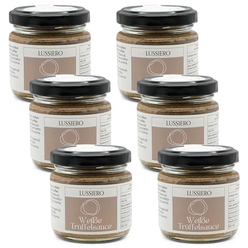 6er Pack Lussiero Weisse Bianchetto Trüffel Sauce Salsa mit echtem Bianchetto Trüffel Tuber Borchii 80g von Lussiero