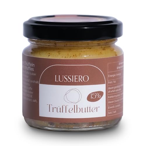 Lussiero Premium Trüffelbutter mit 15% echtem Trüffel Weisser Trüffel Tuber Magnatum Pico und Bianchetto Tuber Borchii 80g von Lussiero