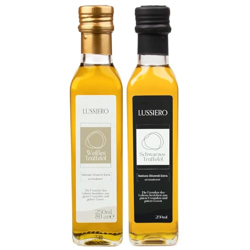 Lussiero Trüffelöl-Set aus weißem und schwarzem Trüffel-Öl, Feinkost Geschenkset 2 x 250ml von Lussiero