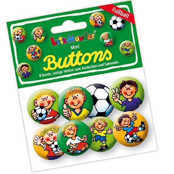 Button-Set Fritz Flanke, 8 Fußball-Ansteckbuttons für kleine Kinder von Lutz Mauder