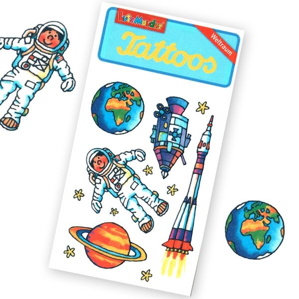 Weltraum Klebetattoos für Kinder, 1&nbsp;Tattoo-Karte, 10,5cm x 5,5cm von Lutz Mauder