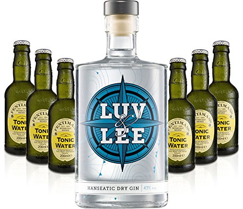 Luv & Lee Hanseatic Dry Gin Tonic Set - Luv & Lee Gin 0,5l (43% Vol) + 6x Fentimans Tonic Water 200ml inkl. Pfand MEHRWEG von Luv & Lee-Luv & Lee