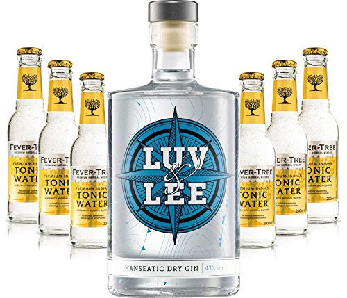 Luv & Lee Hanseatic Dry Gin Tonic Set - Luv & Lee Gin 0,5l (43% Vol) + 6x Fever Tree Tonic Water 200ml inkl. Pfand MEHRWEG von Luv & Lee-Luv & Lee