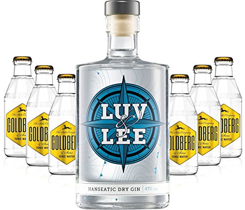 Luv & Lee Hanseatic Dry Gin Tonic Set - Luv & Lee Gin 0,5l (43% Vol) + 6x Goldberg Tonic Water 200ml inkl. Pfand MEHRWEG von Luv & Lee-Luv & Lee