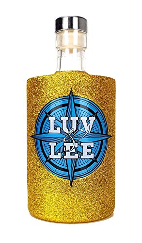 Luv & Lee Hanseatic Dry Gin aus Hamburg 0,5l (43% Vol) - Bling Bling Glitzerflasche in gold von Luv & Lee-Luv & Lee