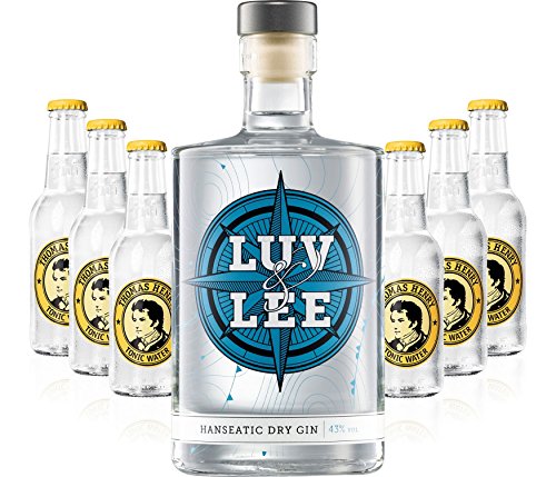Luv & Lee Hanseatic Dry Gin Tonic Set - Luv & Lee Gin 50cl (43% Vol) + 6x Thomas Henry Tonic Water 200ml von Luv & Lee