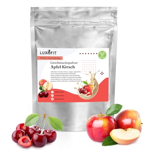 luxofit Geschmackspulver Strong Flavour Mix 300g Getränkearoma Pulver Geschmacksintensive Backzutat Natürlich und Zuckerfreies Pulver, Veganer Geschmacksverstärker (Apfel Kirsch) von luxofit