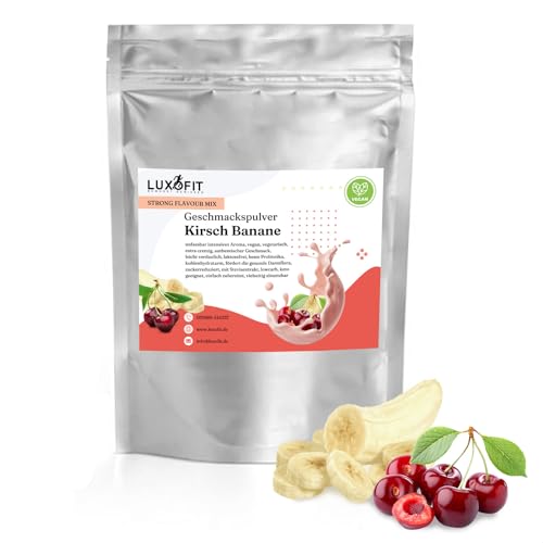 Luxofit Kirsch / Banane Geschmackspulver 300 g Strong Flavour Mix Getränkearoma Pulver Geschmacksintensive Backzutat Natürlich und Zuckerfreies Pulver, Veganer Geschmacksverstärker von luxofit