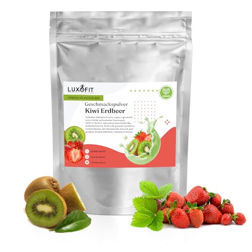 Luxofit Kiwi Erdbeer Geschmackspulver 300g Strong Flavour Mix Getränkearoma Pulver Geschmacksintensive Backzutat Natürlich und Zuckerfreies Pulver, Veganer Geschmacksverstärker von luxofit