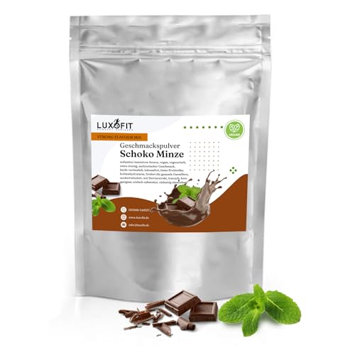 luxofit Geschmackspulver Strong Flavour Mix 300g Getränkearoma Pulver Geschmacksintensive Backzutat Natürlich und Zuckerfreies Pulver, Veganer Geschmacksverstärker (Schoko Minze) von luxofit