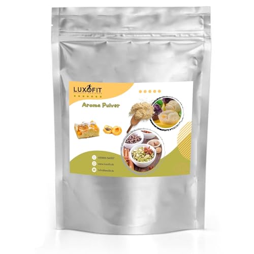 Luxofit Aprikosenkuchen Aroma Pulver, cremig, fruchtig, Vegan, Allergenfrei, Wasserlöslich, Intensive Geschmacksergebnisse, geeignet für Aromatisierung von Lebensmitteln, Made in Germany (1Kg) von luxofit