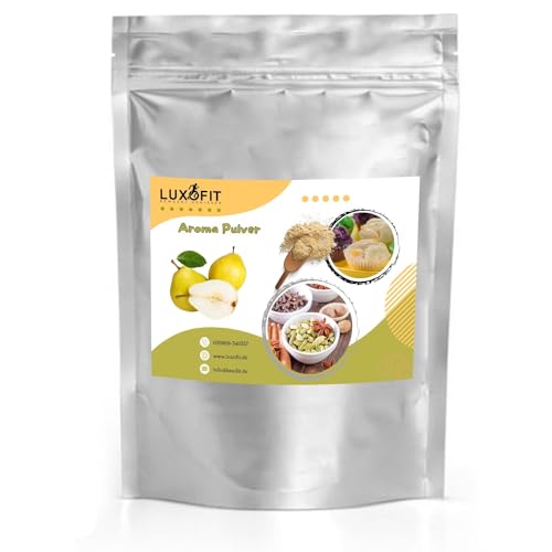 Luxofit Birne Aroma Pulver, fruchtige und cremige Aromen mit Birnen Geschmack, Vegan und Vegetarisch, Wasserlöslich, Allergenfrei, Verfeinerung von Backwaren und Getränken, Made In Germany (200 g) von luxofit