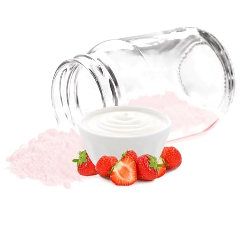 Luxofit Erdbeerjoghurt Aroma Pulver, Lebensmittel und Getränke aromatisieren, Pulveraromen für Gastronomie und private Küche, GMO-frei, Aromen in Lebensmittelqualität, Vegan (50 g) von luxofit