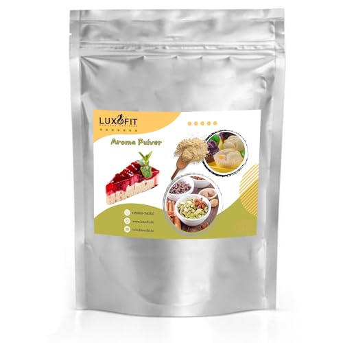 Luxofit Erdbeerkuchen Aroma Pulver, Pulveraromen für die Gastronomie und die private Küche, cremige und fruchtige Aromen, Vegan, GMO-Frei, Allergenfrei, Verfeinerung von Lebensmitteln (200 g) von luxofit