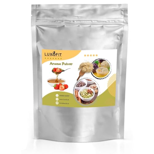 Luxofit Erdbeersirup Aroma Pulver, Aromen für Lebensmittel und Getränke, cremige und fruchtige Pulveraromen, GMO-Frei, Vegan, Made in Germany, Gastronomie-Aromen (50 g) von luxofit