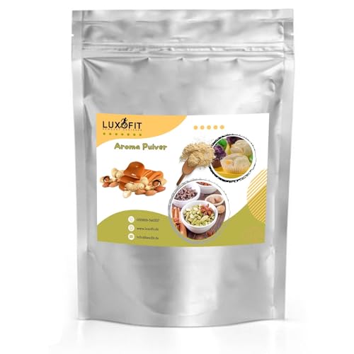 Luxofit Erdnuss Karamell Aroma Pulver, cremige und fruchtige Geschmacksaromen geeignet für Lebensmittel und Getränke, Vegan, Made in Germany, GMO-Frei, Aromatisierung für Gastronomie und Küche (500 g) von luxofit