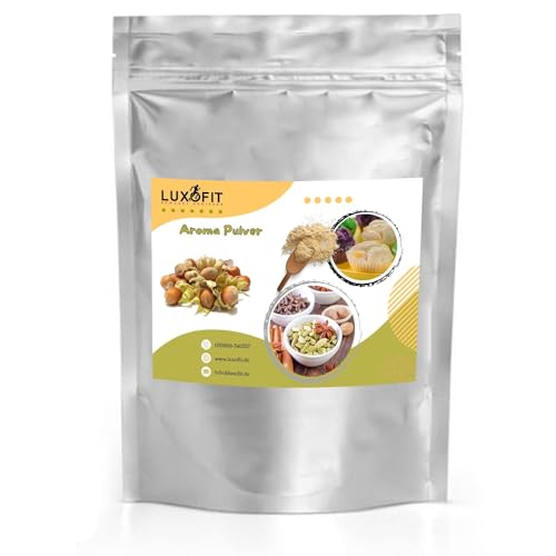 Luxofit Haselnuss Aroma Pulver, Geschmacksverfeinerung für Lebensmittel und Getränke, fruchtige und cremige Pulveraromen, Made in Germany, Vegetarisch und Vegan, GMO-Frei (200 g) von luxofit