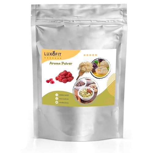 luxofit HIMBEERE AROMA PULVER CREMIGE UND FRUCHTIGE PULVERAROMEN FÜR DIE GESCHMACKSVERFEINERUNG VON LEBENSMITTELN UND GETRÄNKEN GMO-FREI VEGETARISCH UND VEGAN MADE IN GERMANY (1 KG) von luxofit