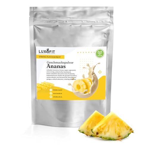 Luxofit STRONG FLAVOUR FRUIT Kalorienarmes Geschmackspulver vielseitig einsetzbar für Lebensmittel, 300 Gramm, Gesunde Ernährung, Natürliche Farbstoffe, Made in Germany (Ananas) von luxofit