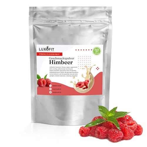 Luxofit STRONG FLAVOUR FRUIT Kalorienarmes Geschmackspulver vielseitig einsetzbar für Lebensmittel, 300 Gramm, Gesunde Ernährung, Natürliche Farbstoffe, Made in Germany (Himbeere) von luxofit