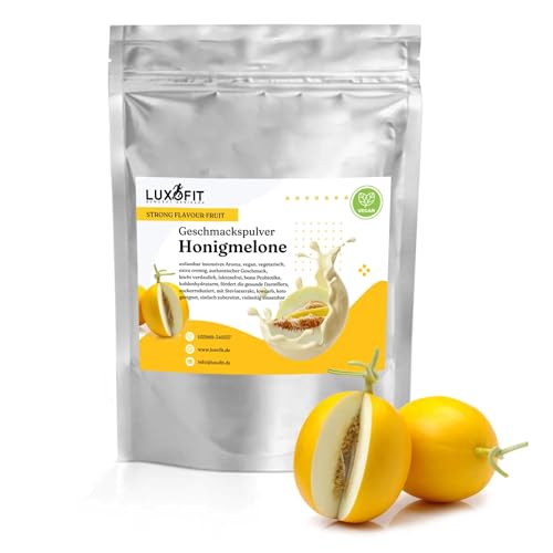 Luxofit STRONG FLAVOUR FRUIT Kalorienarmes Geschmackspulver vielseitig einsetzbar für Lebensmittel, 300 Gramm, Gesunde Ernährung, Natürliche Farbstoffe, Made in Germany (Honigmelone) von luxofit