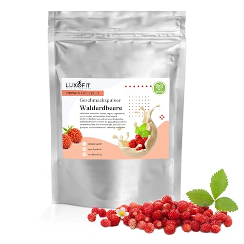 Luxofit STRONG FLAVOUR FRUIT Kalorienarmes Geschmackspulver vielseitig einsetzbar für Lebensmittel, 300 Gramm, Gesunde Ernährung, Natürliche Farbstoffe, Made in Germany (Walderdbeere) von luxofit