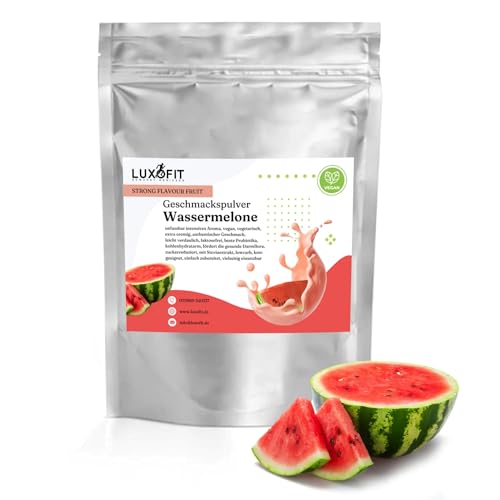 Luxofit STRONG FLAVOUR FRUIT Kalorienarmes Geschmackspulver vielseitig einsetzbar für Lebensmittel, 300 Gramm, Gesunde Ernährung, Natürliche Farbstoffe, Made in Germany (Wassermelone) von luxofit