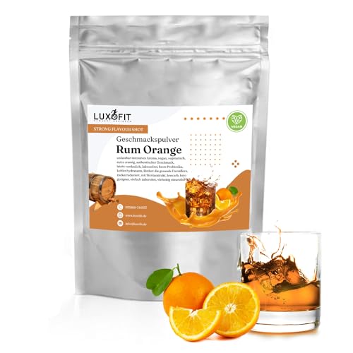 Luxofit STRONG FLAVOUR SHOT Kalorienarmes Geschmackspulver vielseitig einsetzbar für Lebensmittel (Rum Orange) von Luxofit