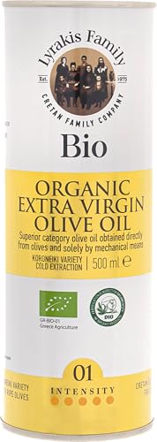 Lyrakis Family Olivenöl BIO 500 ml– Griechisches Natives Olivenöl Extra, Zertifiziert BIO,Premium Erste Kaltpressung, Reich an Polyphenolen, Koroneiki Oliven, Neue Ernte aus Kreta – Seit 1975 von Lyrakis Family