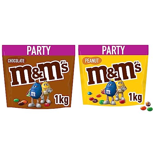 M&M'S Chocolate Großpackung Schokolade, Ramadan Geschenke, Schokolinsen, Party-Mix (1 x 1kg) & Peanut Großpackung Schokolade, Ramadan Geschenke, Schokolinsen mit Erdnusskern, 1 Packung (1 x 1kg) von M&M'S