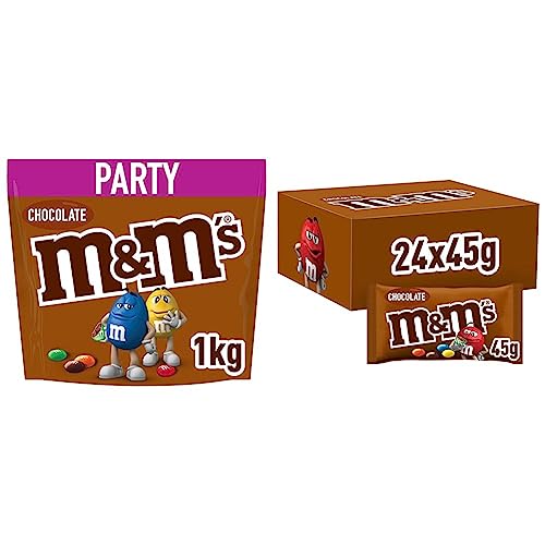 M&M'S Chocolate Großpackung Schokolade & Chocolate Beutel, kleine Packungen für unterwegs, Schokolinsen mit bunter Hülle, Schokolade Großpackung, 24er Pack (24 x 45g) von M&M'S