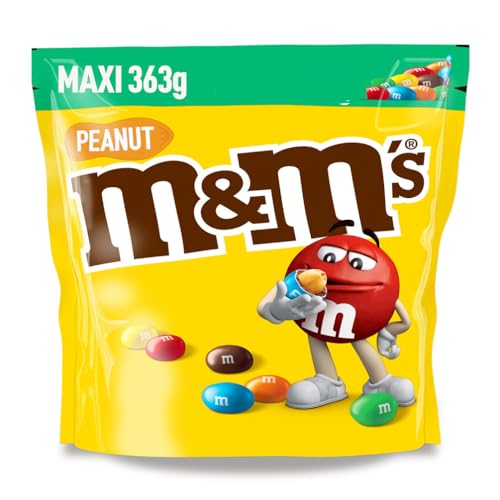 M&M’s Peanut, Knackige Schokolinsen mit Erdnusskern und bunter Zuckerhülle, Schoko-Snack mit Erdnüssen, Oster-Süßigkeit, Als Geschenk-Idee zu Ostern oder Osterschokolade, 1 x 363 g von M&M'S