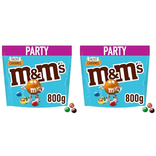 M&M'S Salted Caramel Schokolade Großpackung | American Football Snacks | Schokolinsen mit salzigem Karamellkern | 800g (Packung mit 2) von M&M'S